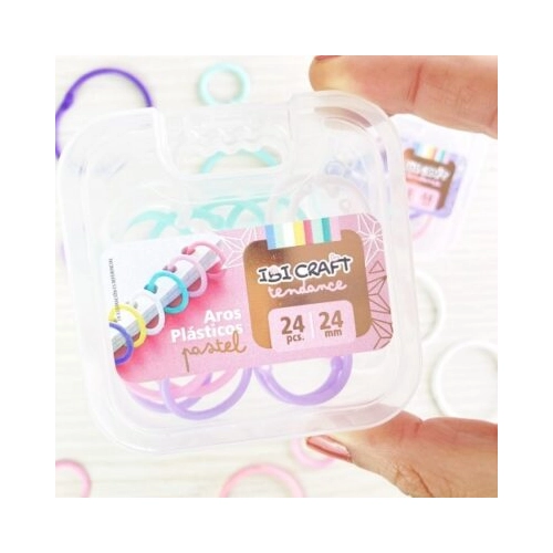 AROS PLASTICOS 4 COLORES PASTEL 24mm x 24 pcs