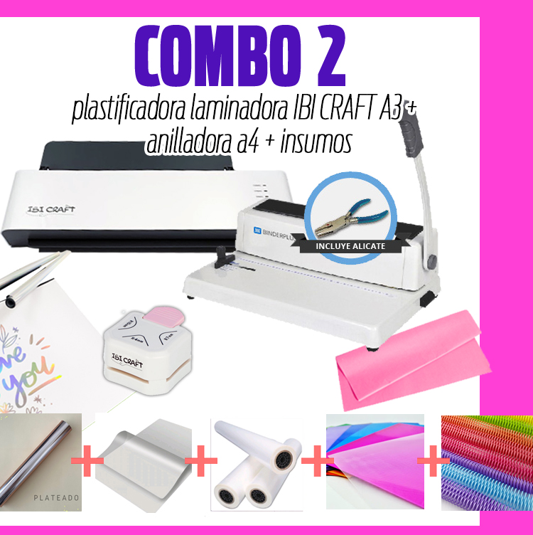 COMBO 2 (ANILLADORA A4 + PLASTIFICADORA A3 IBICRAFT) – CopyPrint