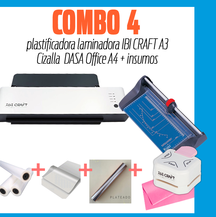 COMBO 4 (PLASTIFICADORA A3 IBICRAFT + CIZALLA DASA OFFICE A4) – CopyPrint